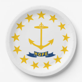 Plato De Papel Bandera estatal de la isla de Rhode