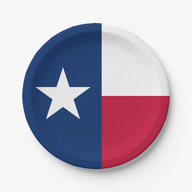 Plato De Papel Bandera Estatal de Texas (Anverso)