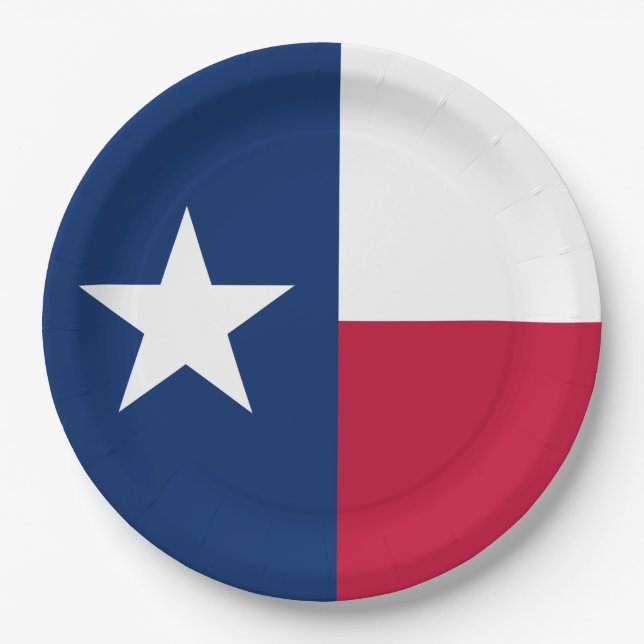 Plato De Papel Bandera Estatal de Texas (Texas) (Anverso)