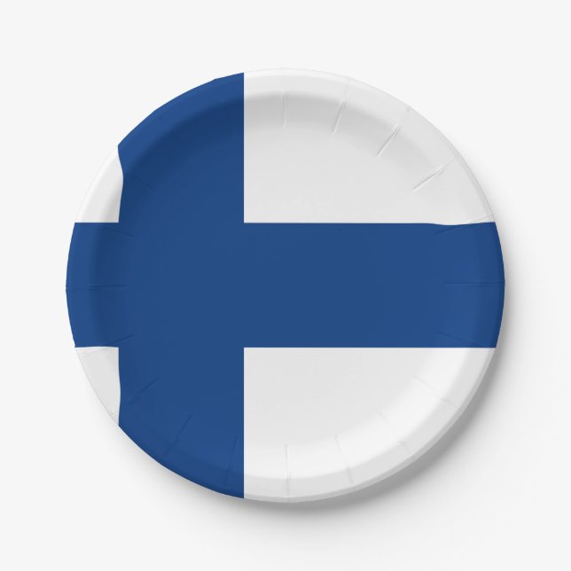 Plato De Papel Bandera finlandesa (Anverso)