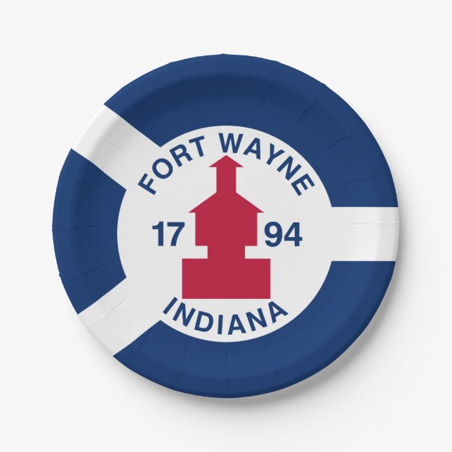 Plato De Papel Bandera Fort Wayne, Placas de papel Indiana (Anverso)