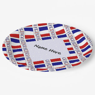 Plato De Papel Bandera francesa en baldosas personalizada
