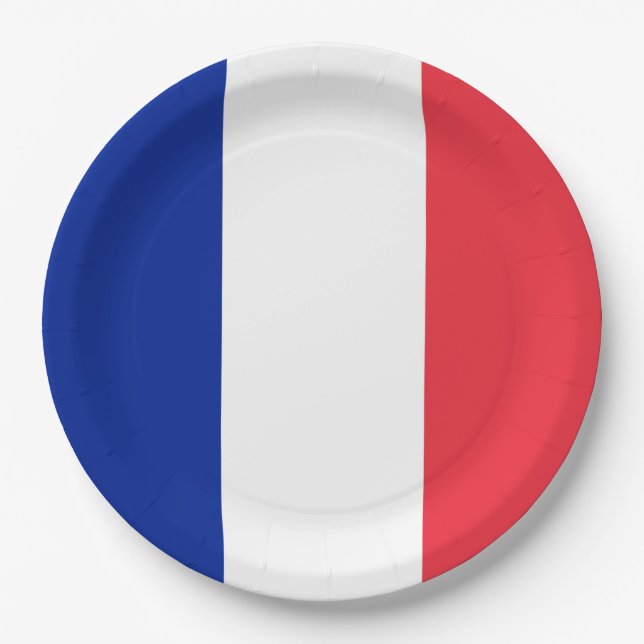 Plato De Papel Bandera francesa (Francia) (Anverso)