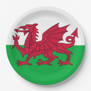 Plato De Papel Bandera galesa (Gales) (Dragón galés)