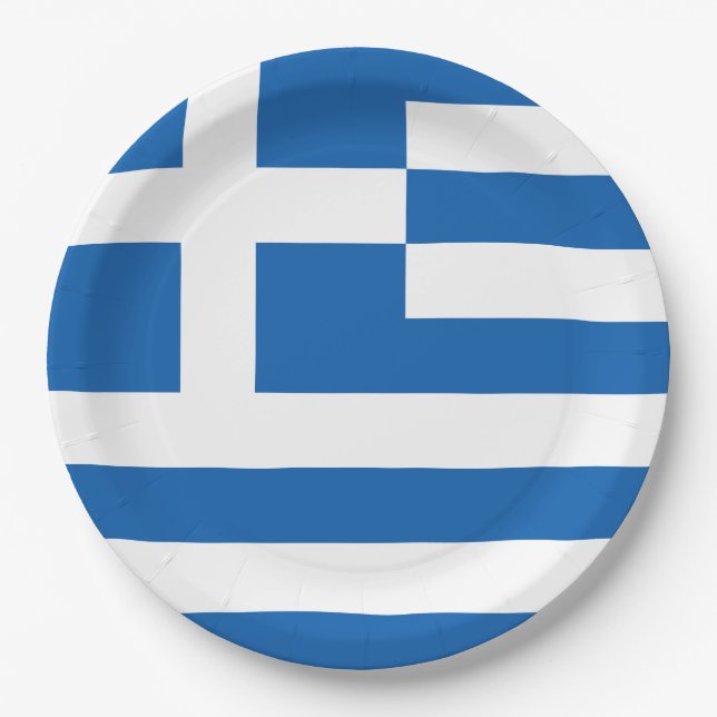 Plato De Papel Bandera griega (Grecia) (Anverso)