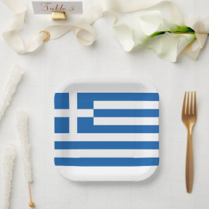 Plato De Papel Bandera griega Grecia Libro blanco azul