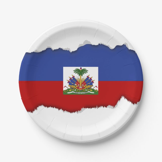 Plato De Papel Bandera haitiana clásica (Anverso)