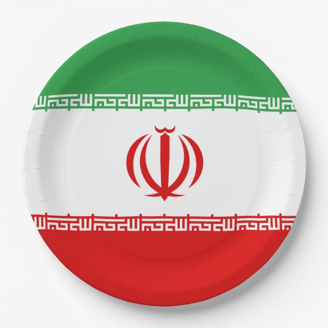 Plato De Papel Bandera iraní (Irán) (persa) (Anverso)