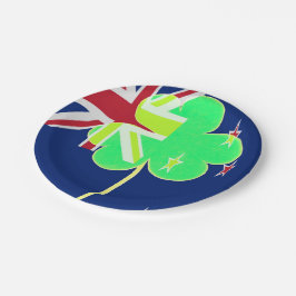 Plato De Papel Bandera irlandesa de Nueva Zelanda Shamrock Clover