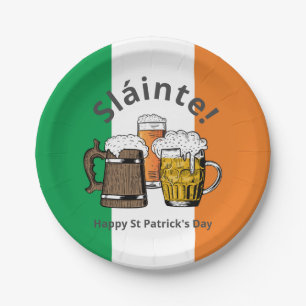 Plato De Papel Bandera irlandesa del Día del Feliz Santo Patrón