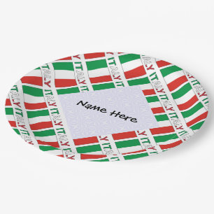 Plato De Papel Bandera italiana cubierta con tu nombre