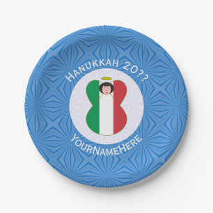 Plato De Papel Bandera italiana de ángel para Hanukkah