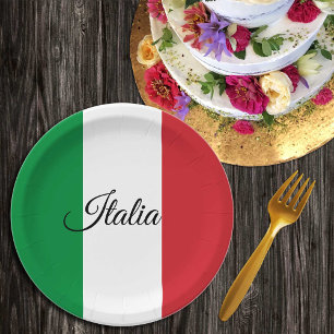 Plato De Papel Bandera italiana e Italia - fiesta, cumpleaños/dep