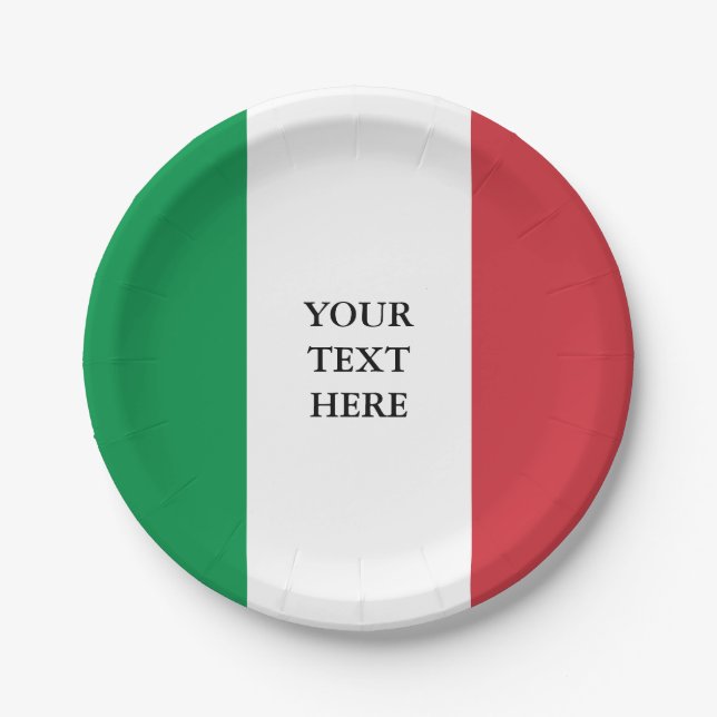Plato De Papel Bandera italiana personalizado placas fiestas de p (Anverso)