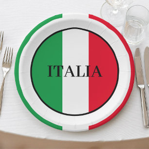 Plato De Papel Bandera italiana rojo verde blanco
