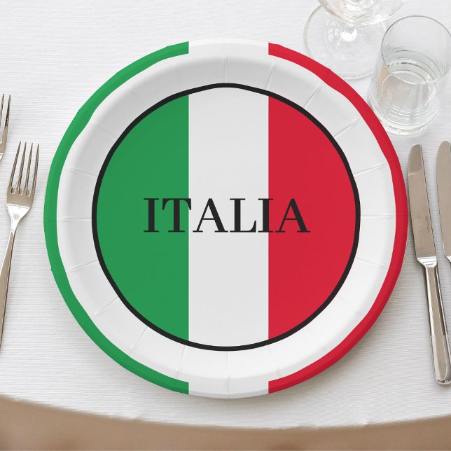 Plato De Papel Bandera italiana rojo verde blanco (Italy Italian flag Italia paper plates)