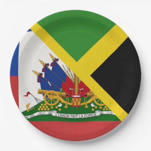 Plato De Papel Bandera jamaiquina haitiana Media Jamaica Haití