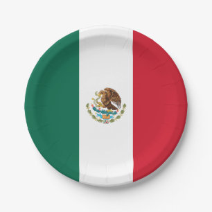 Plato De Papel Bandera Mexicana