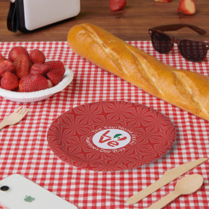 Plato De Papel Bandera Mexicana Amor Rojo