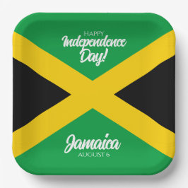 Plato De Papel Bandera nacional de Jamaica por el Día de la Indep