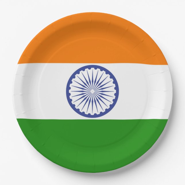 Plato De Papel Bandera nacional de la India Ashoka Chakra (Anverso)