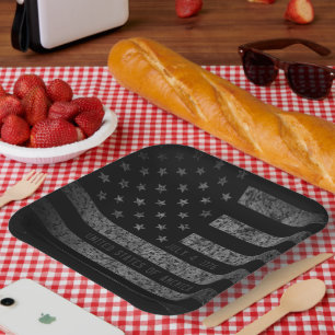 Plato De Papel Bandera norteamericana vintage negra grunge