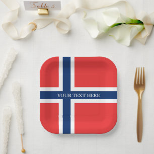 Plato De Papel Bandera noruega placas fiestas de papel personaliz
