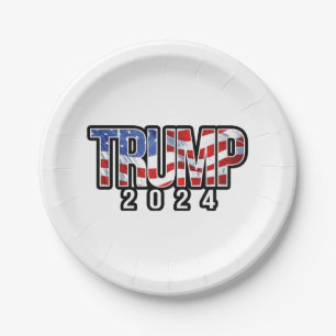Plato De Papel Bandera onduladora de Trump 2020