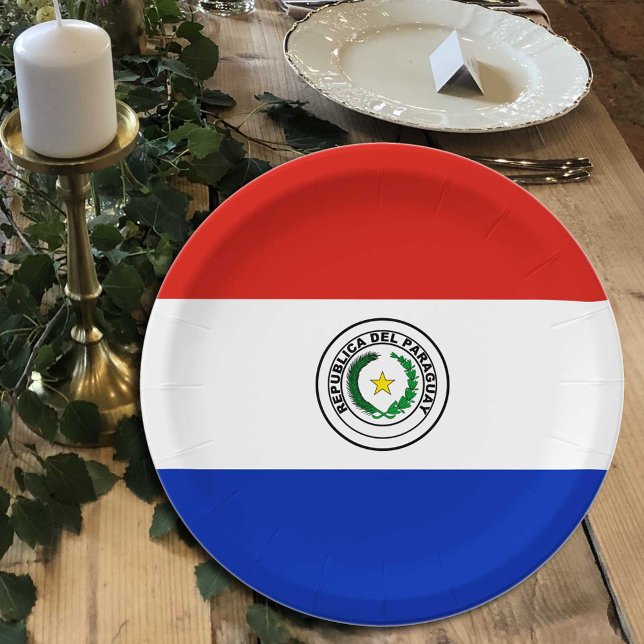 Plato De Papel Bandera paraguaya, fiesta, deportes, Paraguay (Subido por el creador)
