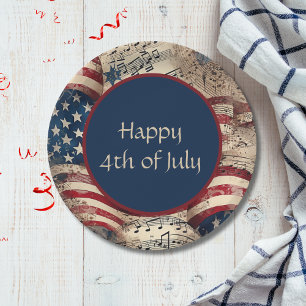 Plato De Papel Bandera Patriótica 4 de julio Fiesta BBQ