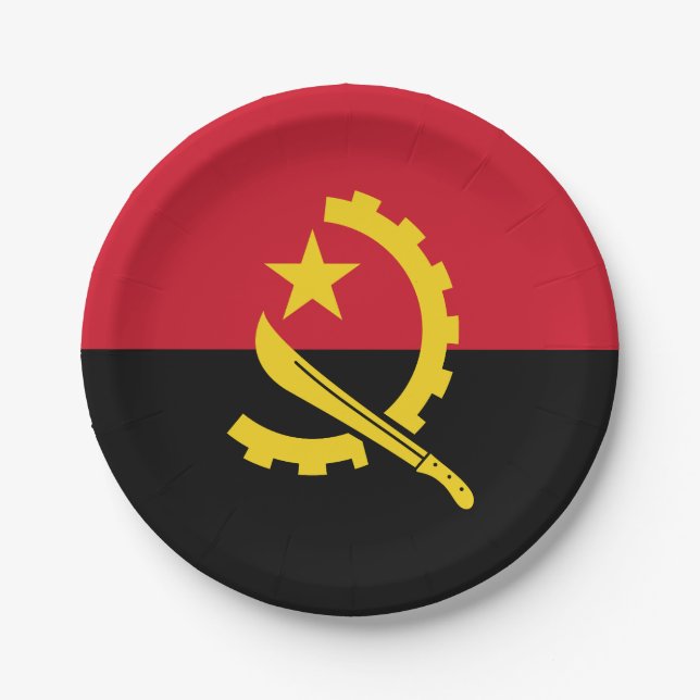 Plato De Papel Bandera Patriótica de Angola (Anverso)