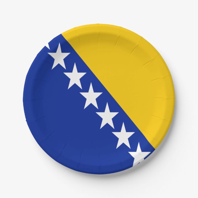 Plato De Papel Bandera patriótica de Bosnia y Herzegovina (Anverso)