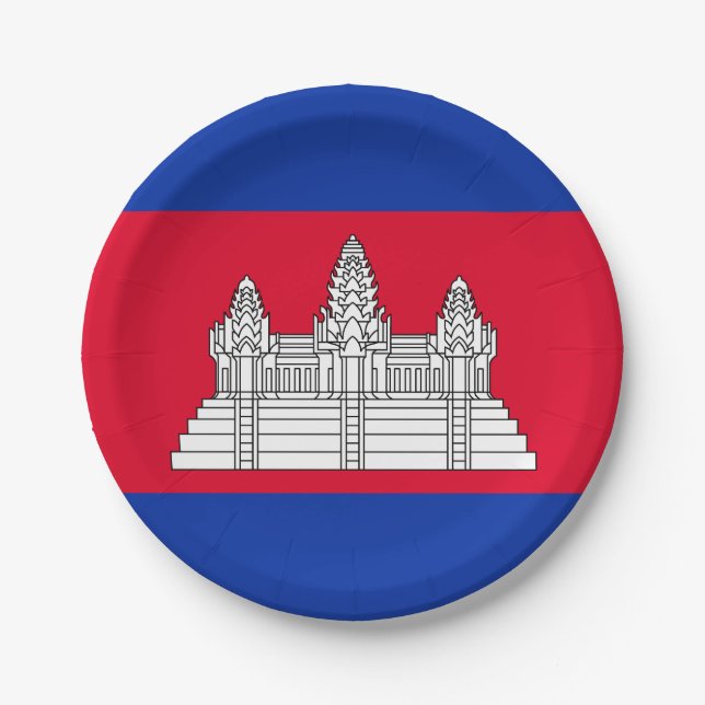 Plato De Papel Bandera Patriótica De Camboya (Anverso)
