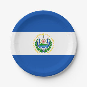 Plato De Papel Bandera Patriótica de El Salvador