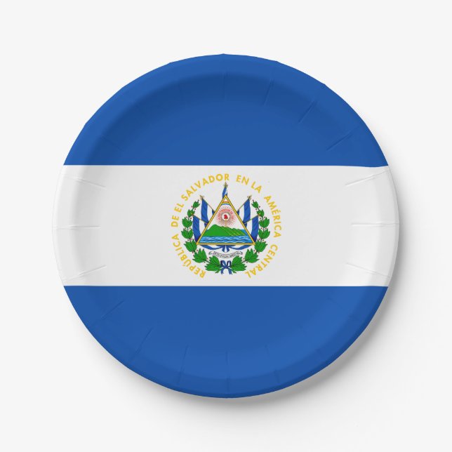 Plato De Papel Bandera Patriótica de El Salvador (Anverso)