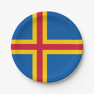 Plato De Papel Bandera patriótica de las Islas Åland
