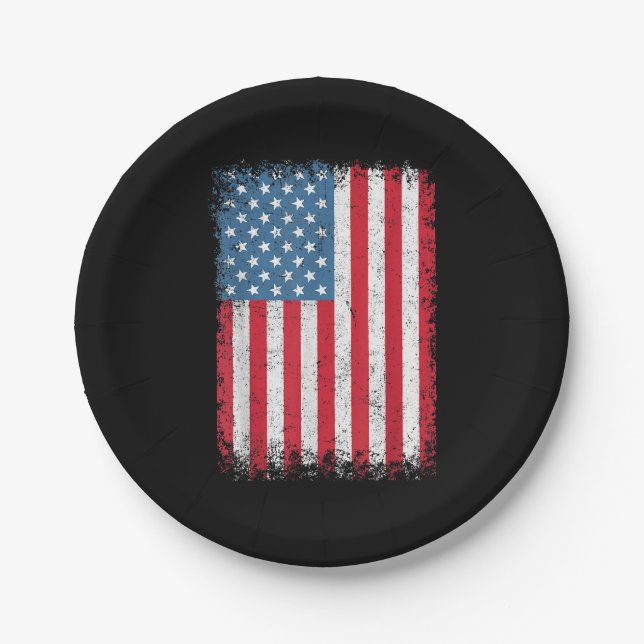 Plato De Papel Bandera Patriótica Estadounidense Para Hombres Niñ (Anverso)