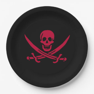 Plato De Papel Bandera pirata de Crimson Skull & Swords Jack en C