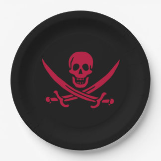 Plato De Papel Bandera pirata de Crimson Skull & Swords Jack en C