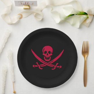 Plato De Papel Bandera pirata de Crimson Skull & Swords Jack en C