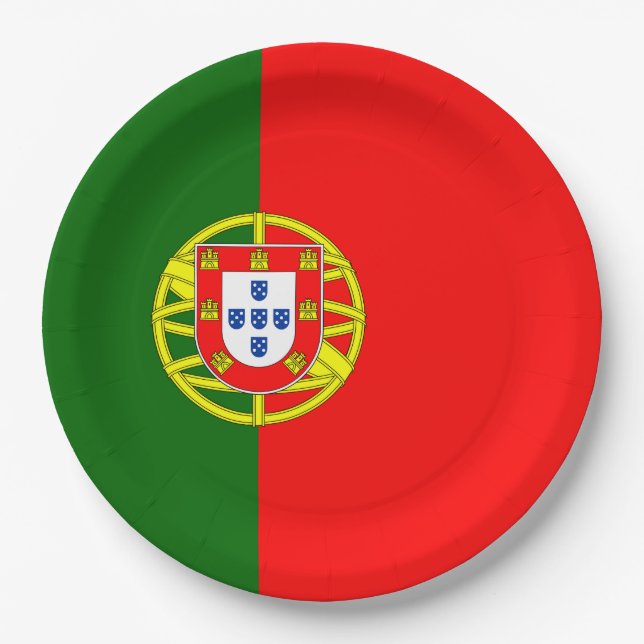 Plato De Papel Bandera portuguesa (Portugal) (Anverso)