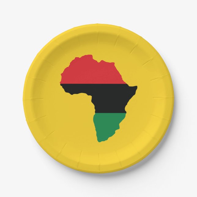 Plato De Papel Bandera roja, negra y verde de África (Anverso)