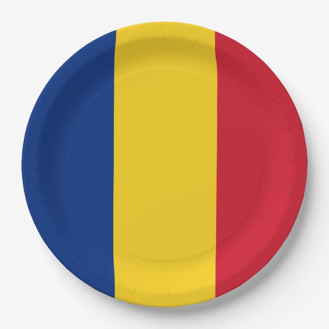 Plato De Papel Bandera rumana (Rumania) (Anverso)