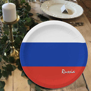 Plato De Papel Bandera rusa, fiesta, deportes, Rusia