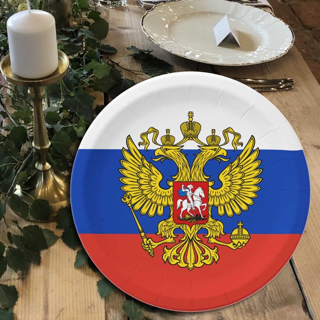 Plato De Papel Bandera rusa, fiesta, deportes / Rusia (Subido por el creador)