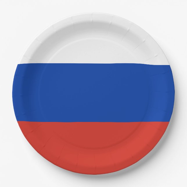 Plato De Papel Bandera rusa (Rusia) (Anverso)