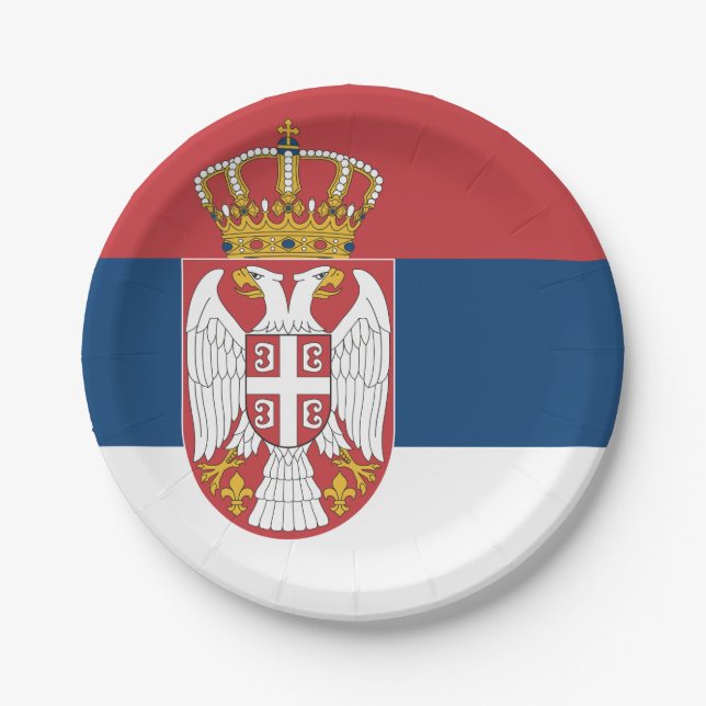 Plato De Papel Bandera Serbia (serbia) (Anverso)