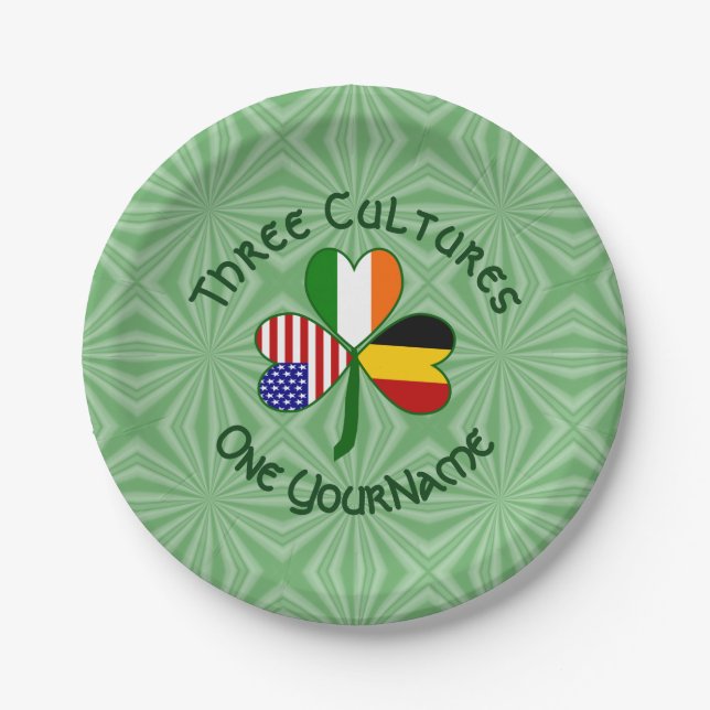 Plato De Papel Bandera Shamrock norteamericana belga personalizad (Anverso)