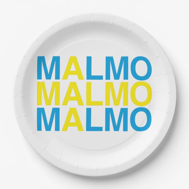 Plato De Papel Bandera sueca MALMO (Anverso)