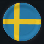 Plato De Papel Bandera sueca (Suecia)<br><div class="desc">Este diseño presenta la bandera nacional de Suecia (conocida oficialmente como el Reino de Suecia), que es un país nórdico del norte de Europa. Suecia limita con Noruega al oeste y al norte; Finlandia al este; y el país está conectado con Dinamarca al suroeste por un túnel puente a través...</div>
